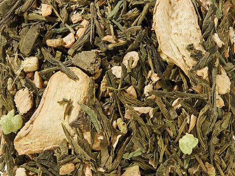 Losse Matcha Genmaicha Gember thee – groene thee met geroosterde rijst, matcha en gember