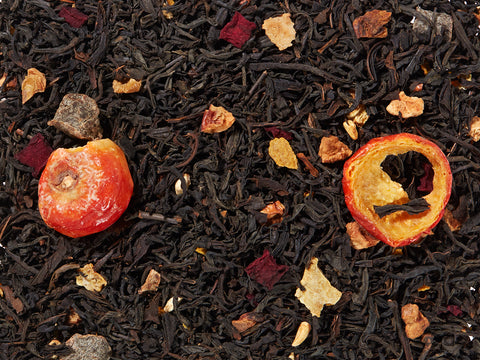 Losse zwarte thee met abrikoos, passievrucht en tropische ingrediënten – zomerse fruitmelange