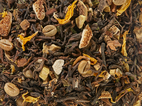 Losse Pu-Erh thee met limoen, munt, groene koffiebonen en zoethout – biologisch en verfrissend